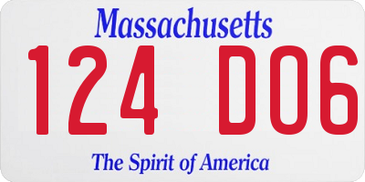 MA license plate 124DO6