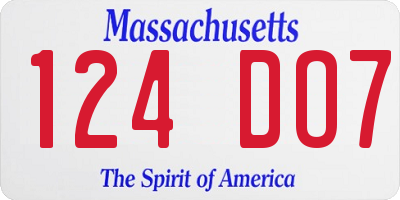 MA license plate 124DO7