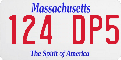 MA license plate 124DP5