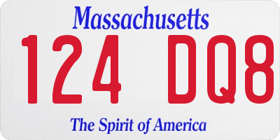 MA license plate 124DQ8