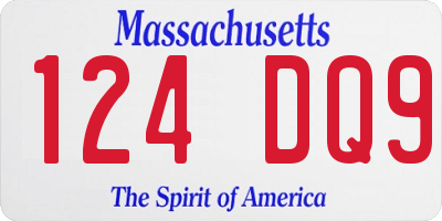 MA license plate 124DQ9