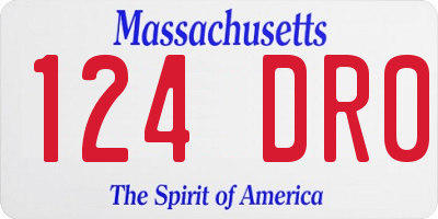 MA license plate 124DR0