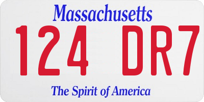 MA license plate 124DR7