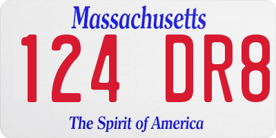 MA license plate 124DR8