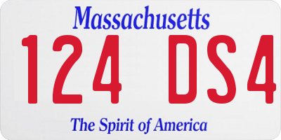 MA license plate 124DS4