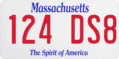 MA license plate 124DS8