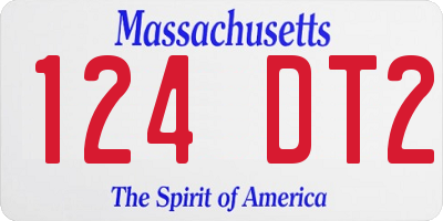 MA license plate 124DT2