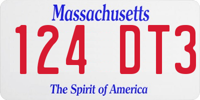 MA license plate 124DT3