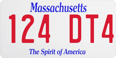 MA license plate 124DT4