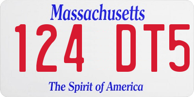 MA license plate 124DT5