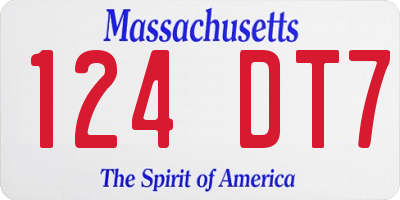 MA license plate 124DT7