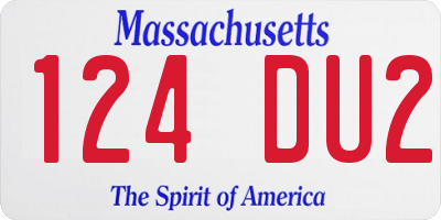 MA license plate 124DU2