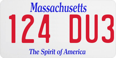 MA license plate 124DU3