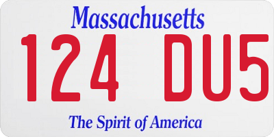MA license plate 124DU5