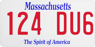 MA license plate 124DU6