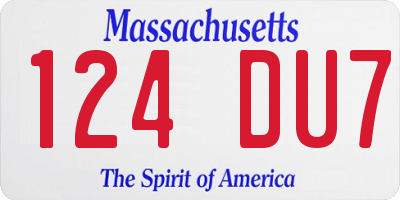 MA license plate 124DU7
