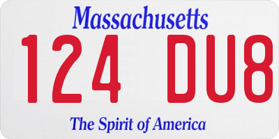 MA license plate 124DU8