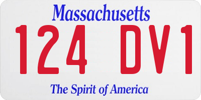 MA license plate 124DV1