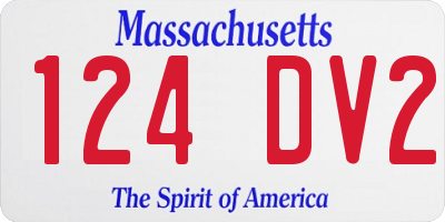 MA license plate 124DV2