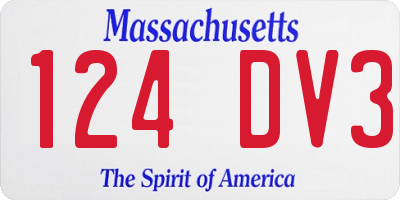 MA license plate 124DV3