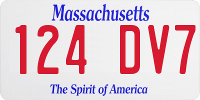 MA license plate 124DV7
