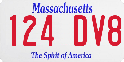 MA license plate 124DV8