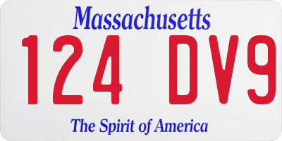 MA license plate 124DV9