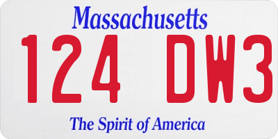 MA license plate 124DW3