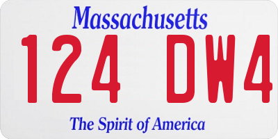 MA license plate 124DW4