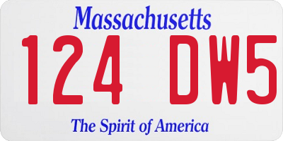 MA license plate 124DW5
