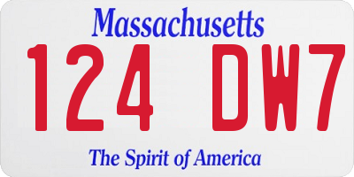 MA license plate 124DW7