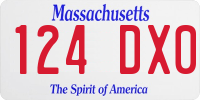 MA license plate 124DX0