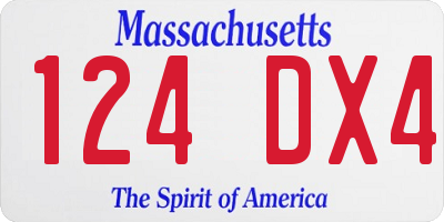 MA license plate 124DX4