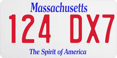 MA license plate 124DX7