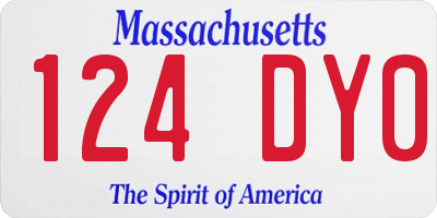 MA license plate 124DY0