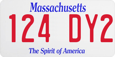 MA license plate 124DY2