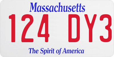 MA license plate 124DY3