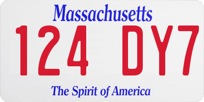 MA license plate 124DY7