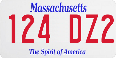 MA license plate 124DZ2