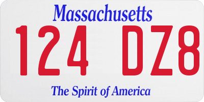 MA license plate 124DZ8