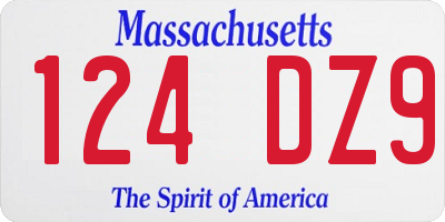 MA license plate 124DZ9