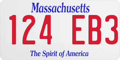 MA license plate 124EB3
