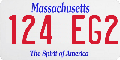 MA license plate 124EG2