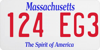 MA license plate 124EG3