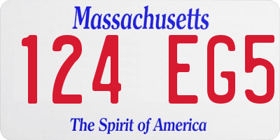 MA license plate 124EG5
