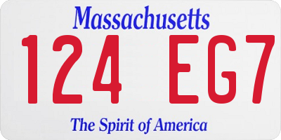 MA license plate 124EG7