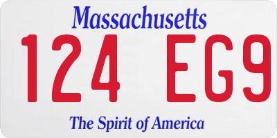 MA license plate 124EG9