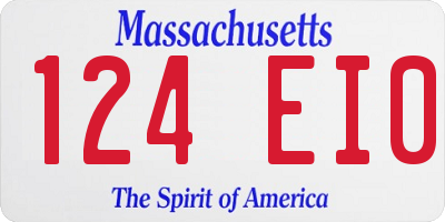 MA license plate 124EI0