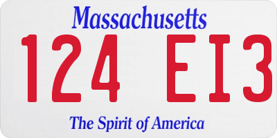 MA license plate 124EI3