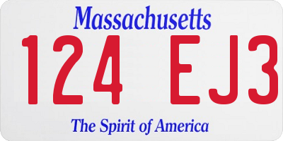 MA license plate 124EJ3